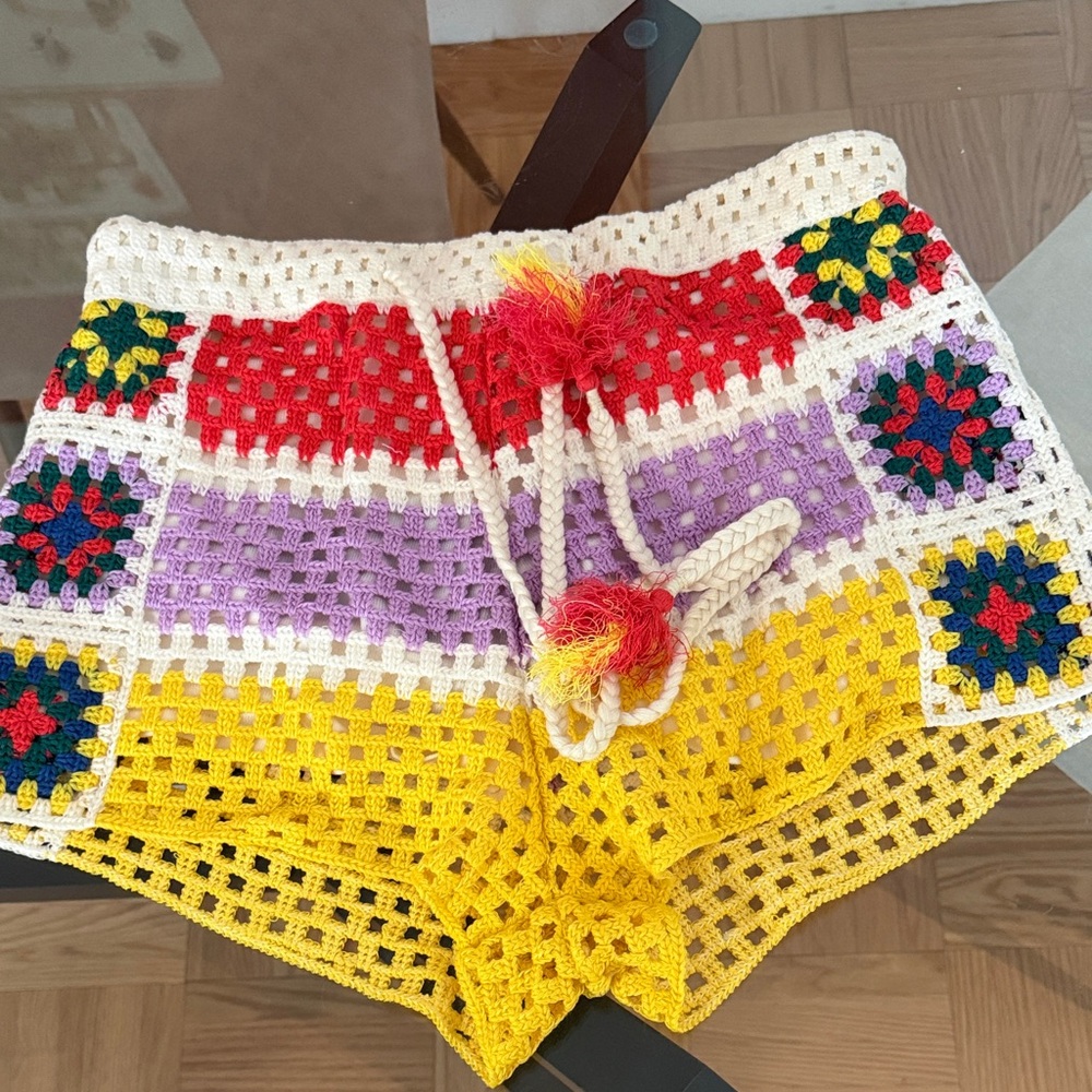 FARM Rio Multicolor Crochet High Waist Shorts